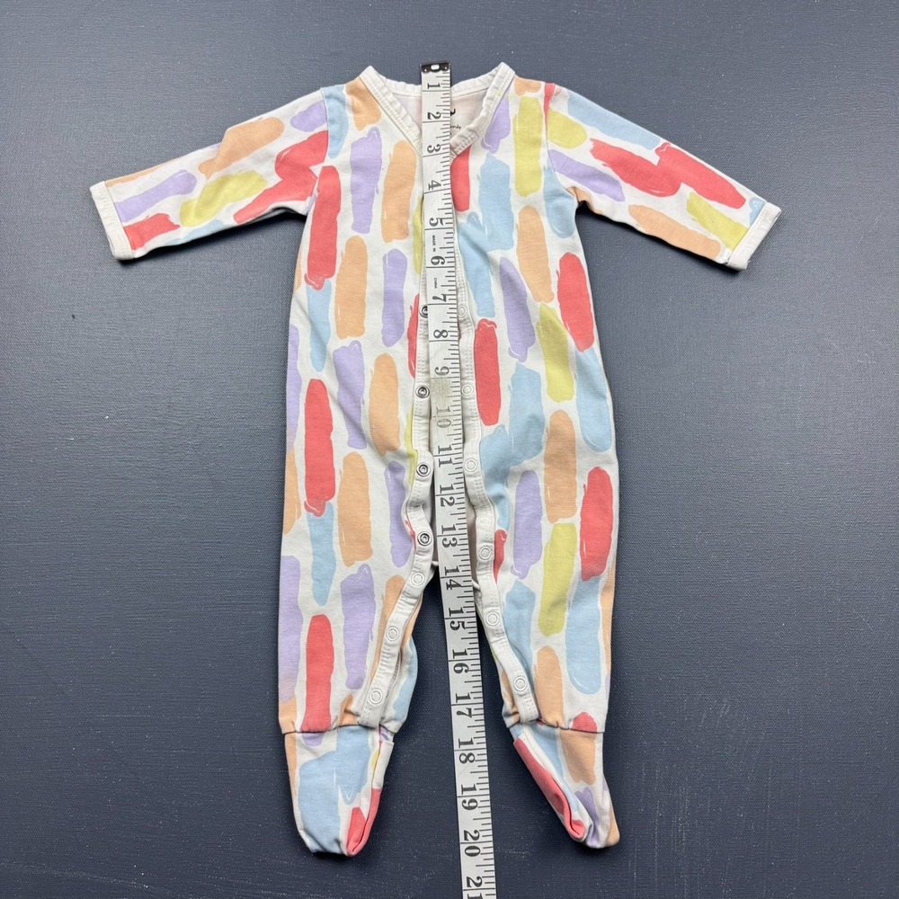 Monica + Andy Footed One Piece Baby 0-3M Organic Cotton Colorful Long Sleeve - Picture 3 of 6